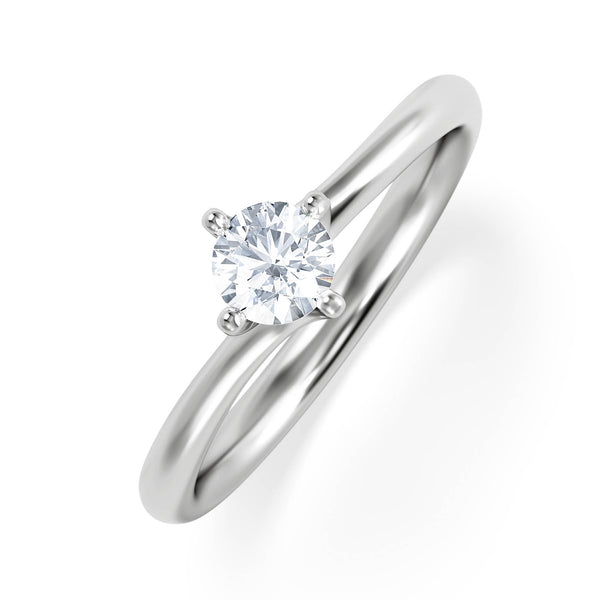 Lily Certified Lab Diamond Engagement Ring 0.33CT F/VS1 18K White Gold